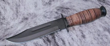 Coltello da combattimento sopravvivenza stile Kbar 15" marines militari lama nera manico pelle