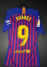 Suarez Barcelona camiseta match worn issued 2018-19 home Uruguay la Riga