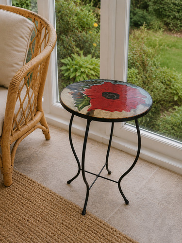 Tavolino con piano vetro - piano,