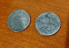x2 Rare Monete 10 Centesimi Vittorio Emanuele II - Lucidate a mano