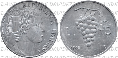 Repubblica italiana 5 lire - -,