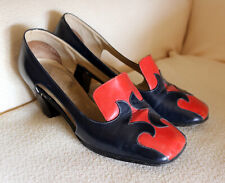Scarpe donna tacco vintage pelle blu rosso design womens shoes blue red leather