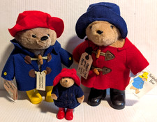 Lotto 3 peluche vintage Paddington Bear Darkest Peru Eden giocattoli 5", 11" e 12"
