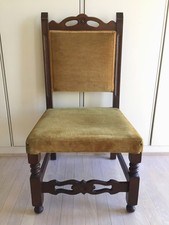 SEDIA ANTICA STILE IMPERO, EPOCA PRIMI DEL '900, IN LEGNO, CON SEDUTA IN TESSUTO