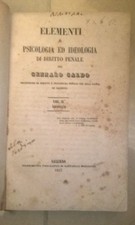 ELEMENTI DI PSICOLOGIA ED IDEOLOGIA DIRITTO PENALE GENNARO GALDO 1857 VOL II