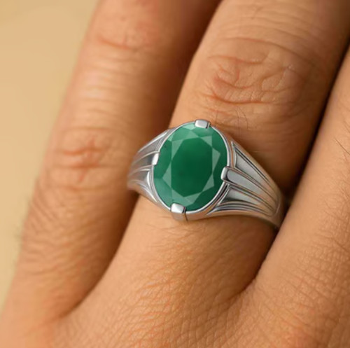 Anello uomo con - con, smeraldo