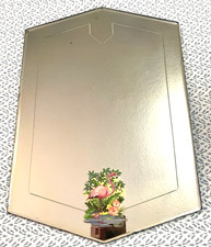 Specchio fenicottero vintage anni 50 piccolo 17,75 x 12" metà secolo smussato inciso