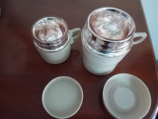 Coppia Tazzina caffè + tazza cappuccino termica thermos da bar vero vintage 70
