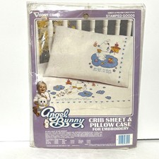 Set lenzuola culla coniglietto angelo federa kit ricamo stampato