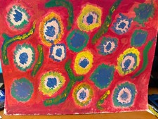 QUADRO astratto DIPINTO A MANO ACRILICO SU CARTA cm 30 x 40