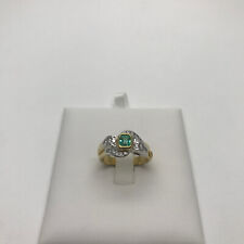 ANELLO da Donna fascia stretta con SMERALDO, diamanti e oro giallo 18 KT RE45