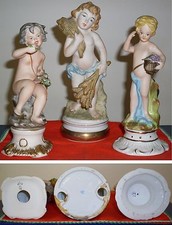 Lotto 3 Statuine In Ceramica - AMORINI & ANGELI - Anni 40-50 - "N" Ceramiche