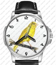 Orologio Da Polso Raro Alla Moda Con Cinturino In Pelle Nera Giallo