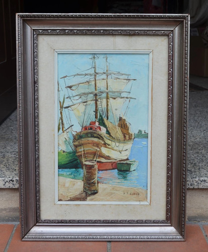 Quadro marina porto veliero - quadro,