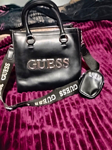 Guess black logo satchel top - guess,