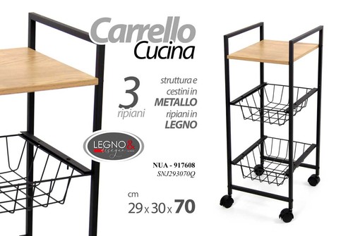 Carrello cucina metallo nero - metallo,