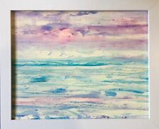 Quadro ”mare ” dipinto a olio su legno 20 x 25 cm ,con cornice 