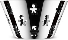 Alessi Girotondo AKK05 Fruttiera di Design con Decoro Traforato, Acciaio Inox 18