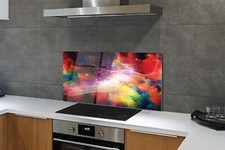 Tulup Küchenrückwand Spritzschutz aus Glas 120x60 Fractals abstract wave