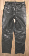 Uomo- Jeans IN Pelle/Pantaloni Pelle Nero Cuoio Liscio Tgl W31/L31 Circa 46