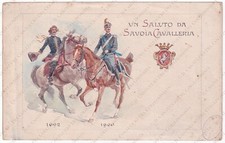 Savoia Cavalleria ACQUERELLO CESARE SIMONETTI biglietto Luigi Simondetti Torino