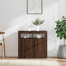 Credenza con Luci LED Rovere Marrone 80x35x75 cm
