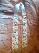 Stola Bianca Ricamata A Mano In Tessuto Sintetico, Etole Pastorale, Stole