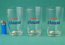 SET 3 VECCHI RARI BICCHIERI IN VETRO BIRRA ICHNUSA 250 ML VINTAGE ANNI '60. AF75