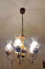 Lampadario ottone, legno e