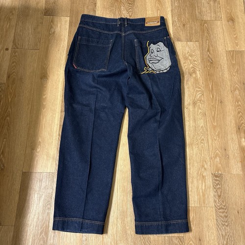 Jeans denim larghi ricamati