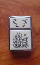 Zippo Vintage SCRIMSHAW SHIP  1991 lighter ORIGINALE made in U.S.A. + Box