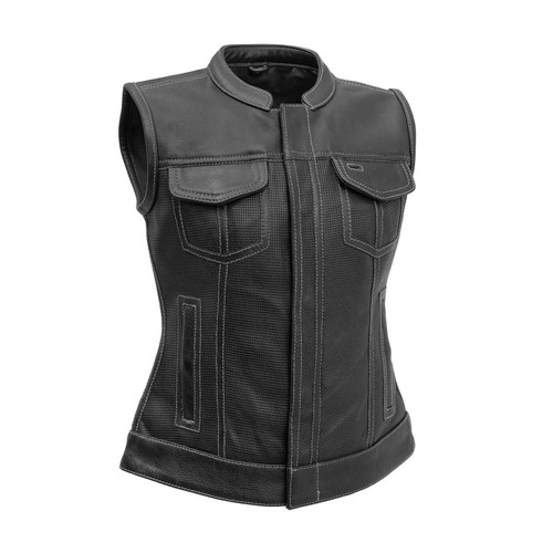 Gilet pelle moto donna - gilet,