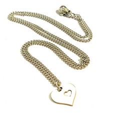 Collana da donna in acciaio inox con cuore catenina girocollo lunga 50 cm