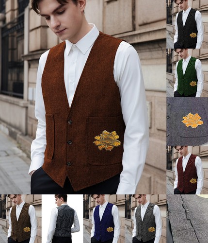 Gilet uomo fiori sposo - , tweed