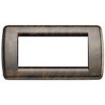 VIMAR - 1 PLACCA IDEA RONDO'  4 MODULI IN METALLO COLORE RADICA DI NOCE 16754.41