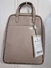 Aquascutum Mini Bowling Taupe Pelle Tote Bag Firma Aquascutum Bordo Accenti