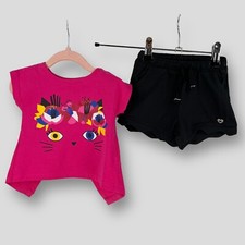 Maglietta e pantaloncino TUC TUC bambino bambina rosa nero 1 anno 74 cm NUOVO
