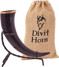DIVIT HORN AUTENTICO CORNO VICHINGO BOCCALE IN CORNO DI BUE NEW NUOVO