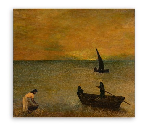 Quadro olio tavola - su,