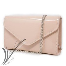 Pochette nude a busta vernice lucida da donna cerimonia elegante clutch borsetta