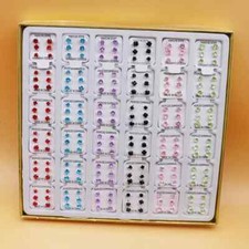 Set 3 Coppie di orecchini 3.5mm 4mm 5mm a perno con strass stile semplice casual