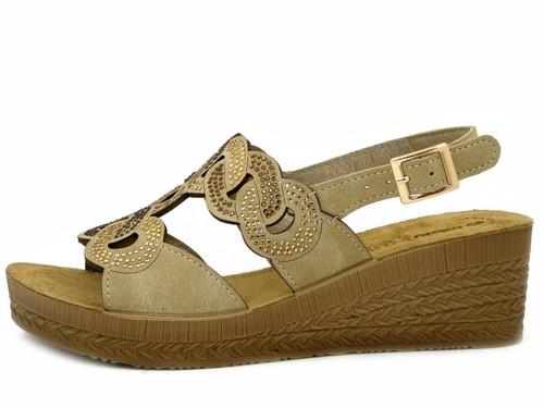 Sandali donna beige con strass - beige,