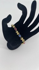 Gold Tone Multi Color Crystal