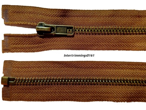 Zip golden brown antique - antique, brass
