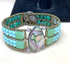 BRACCIALE ZIIO, MODELLO MARQUISE ABALONE AMETISTA CRISOPRASIO MALACHITE TURCHESE