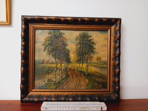 Quadro antico olio viale - quadro, ad
