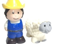  Salopette e pecore blu contadino ragazzo set di 2 giocattoli vintage bambino prescolare