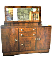 Credenza art deco con specchio impiallacciato radica legno macassar bachelite.