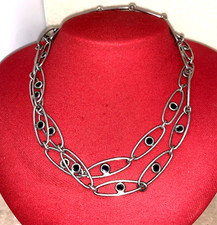 ANTICA COLLANA ANNI '70 IN ARGENTO 800 E SMALTO CHAMPLEVE' BLU' Gr 44 LUNGA 81