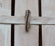 BRACCIALE MEZZI CRISTALLI NERO E TRASPARENTE MOSCHETTONE COLOR ARGENTO